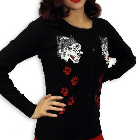 Big Bad Wolf Ladies Cardigan- Medium- Black - Picture 6 of 6